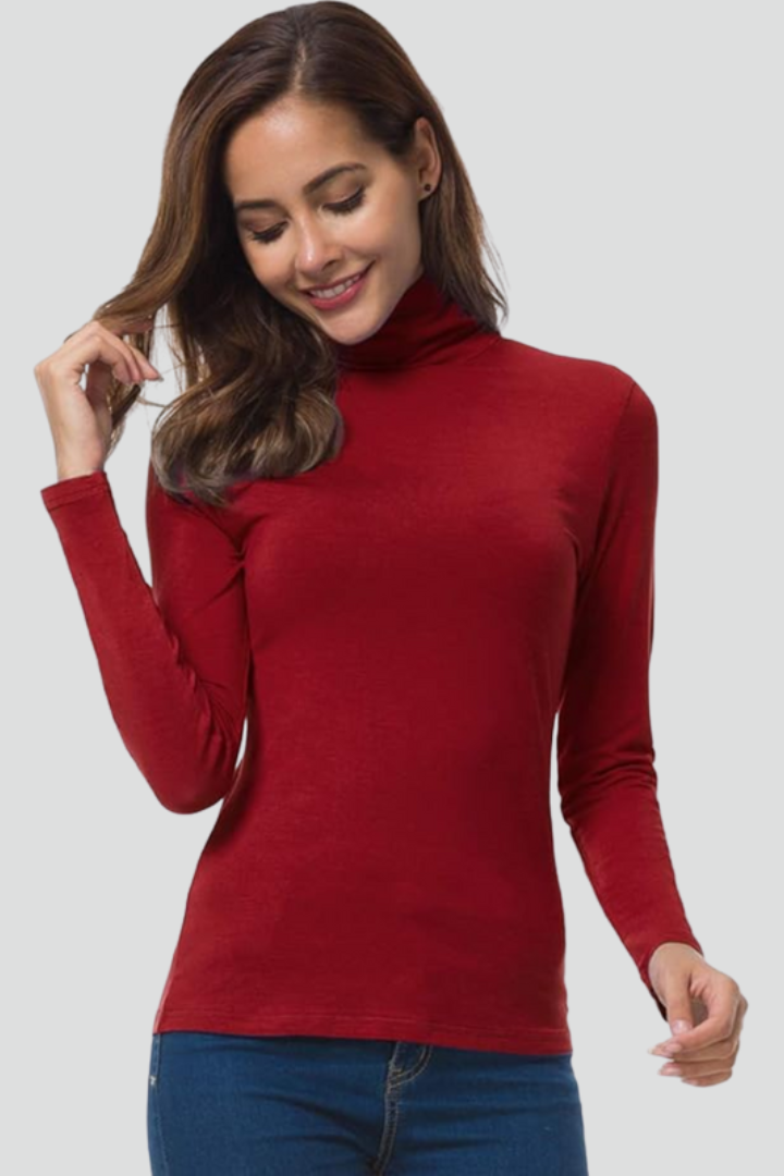 Edda | Women’s Turtleneck Sweater with Long Sleeves and Plain Surface