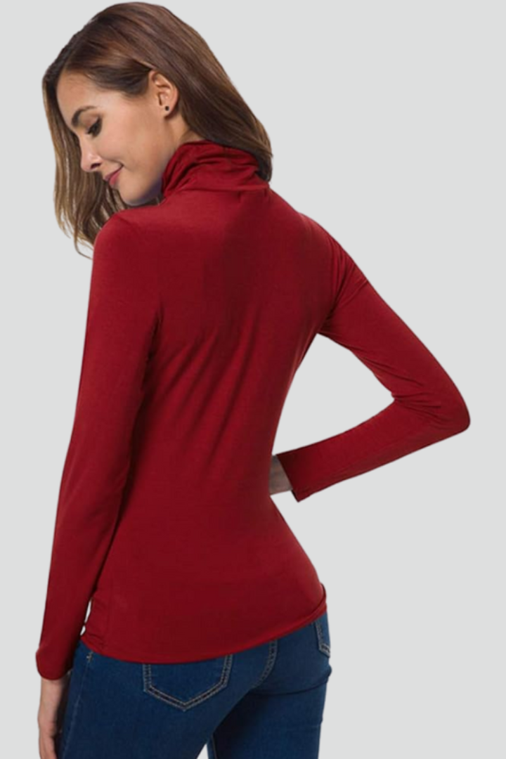 Edda | Women’s Turtleneck Sweater with Long Sleeves and Plain Surface