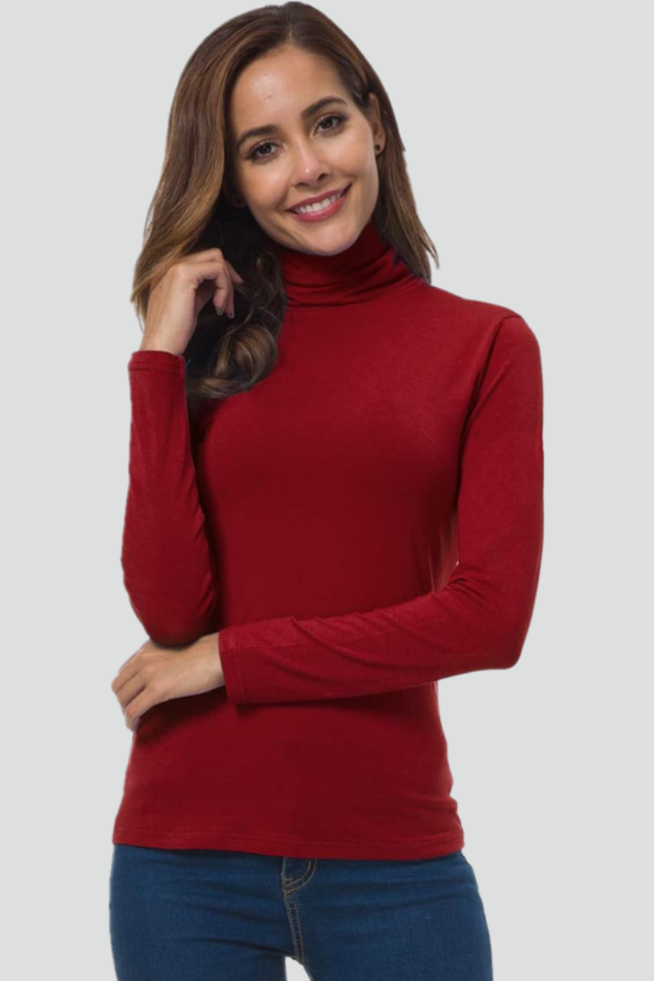 Edda | Women’s Turtleneck Sweater with Long Sleeves and Plain Surface