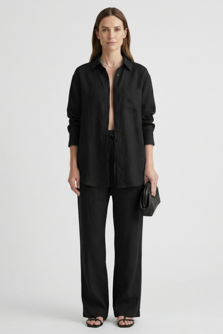 Eartha | Women’s Two-Piece Set with Button Shirt and Straight Trousers