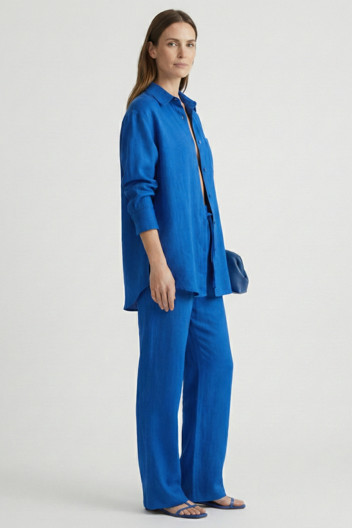 Eartha | Women’s Two-Piece Set with Button Shirt and Straight Trousers