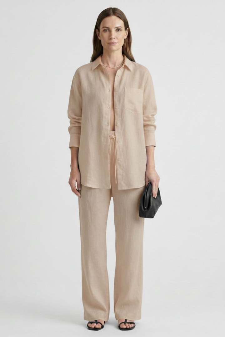 Eartha | Women’s Two-Piece Set with Button Shirt and Straight Trousers