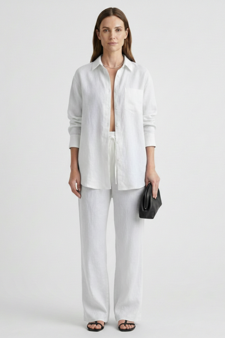 Eartha | Women’s Two-Piece Set with Button Shirt and Straight Trousers