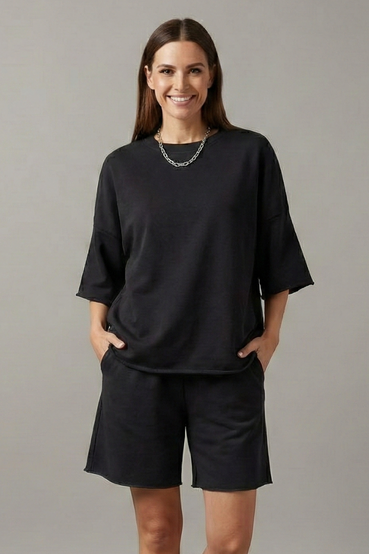 Dame Todelt sæt med Croptop og Snøre Shorts
