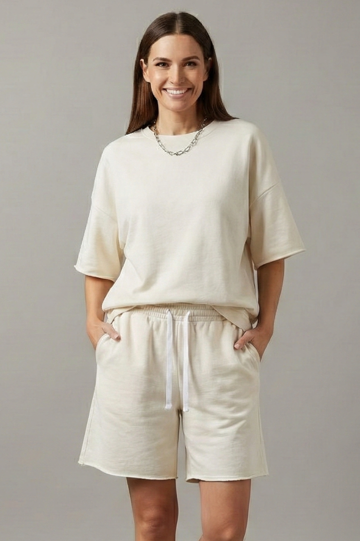 Dame Todelt sæt med Croptop og Snøre Shorts