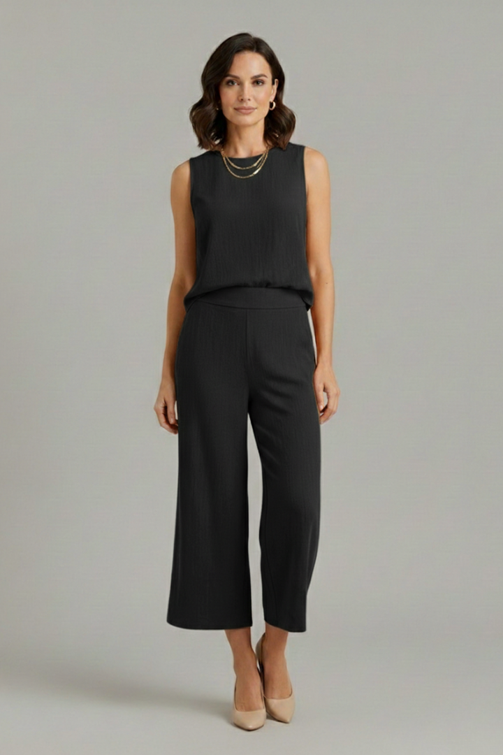 Drusa | Women’s Two-Piece Set with Sleeveless Top and Cropped Trousers