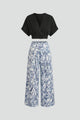 Elodie | Women’s Two-Piece Set with V-Neck Top and Wide-Leg Trousers