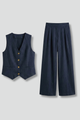 Dove | Women’s Two-Piece Set with V-Neck Waistcoat and Wide Trousers