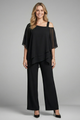 Scholastica | Women’s Two Piece Set with Asymmetrical Top and Wide Leg Trousers