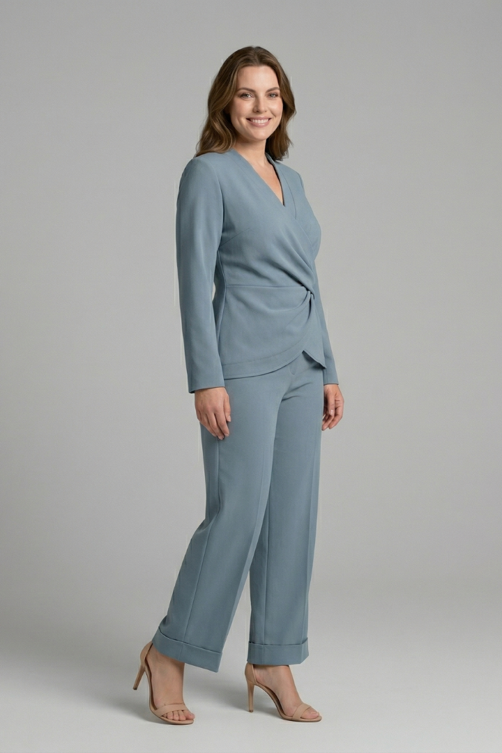 Dorothea | Women’s Two Piece Set with Wrap Top and Cropped Trousers