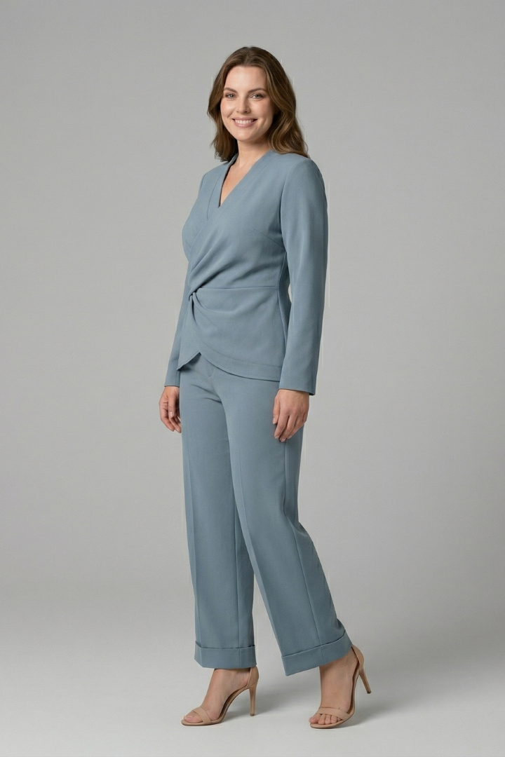 Dorothea | Women’s Two Piece Set with Wrap Top and Cropped Trousers