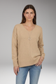 Corinna | Women’s V-Neck Textured Knit Sweater with Chevron Pattern and Long Sleeves