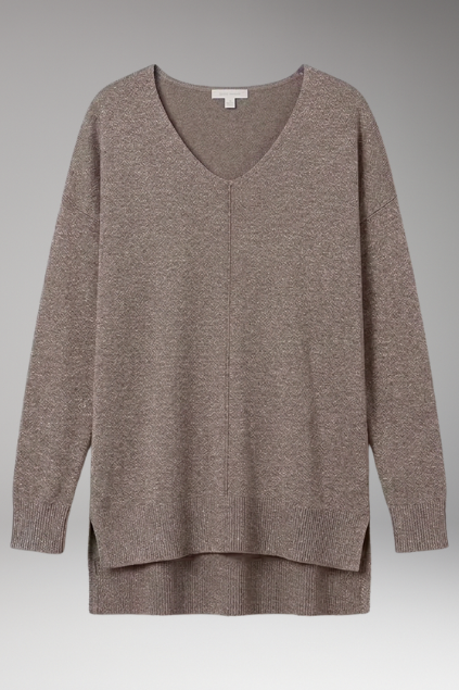 Corinna | Women’s V-Neck Textured Knit Sweater with Chevron Pattern and Long Sleeves