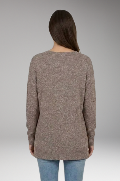 Corinna | Women’s V-Neck Textured Knit Sweater with Chevron Pattern and Long Sleeves