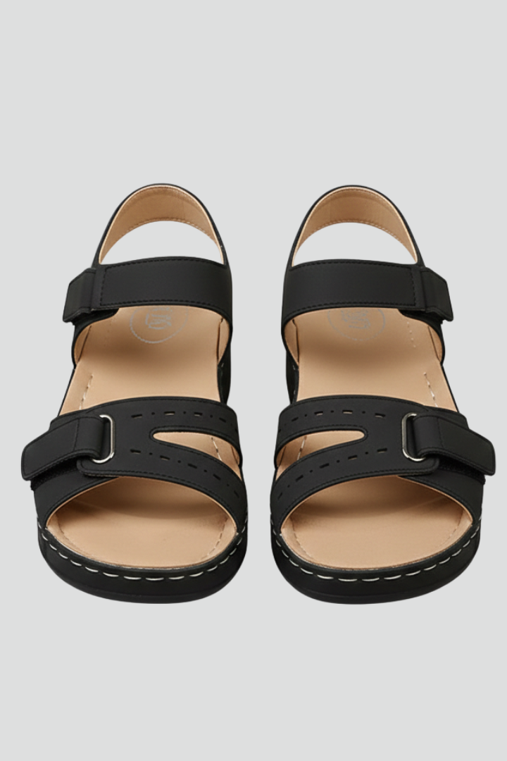 Dame kilesandaler med velcro-remme og åben tå