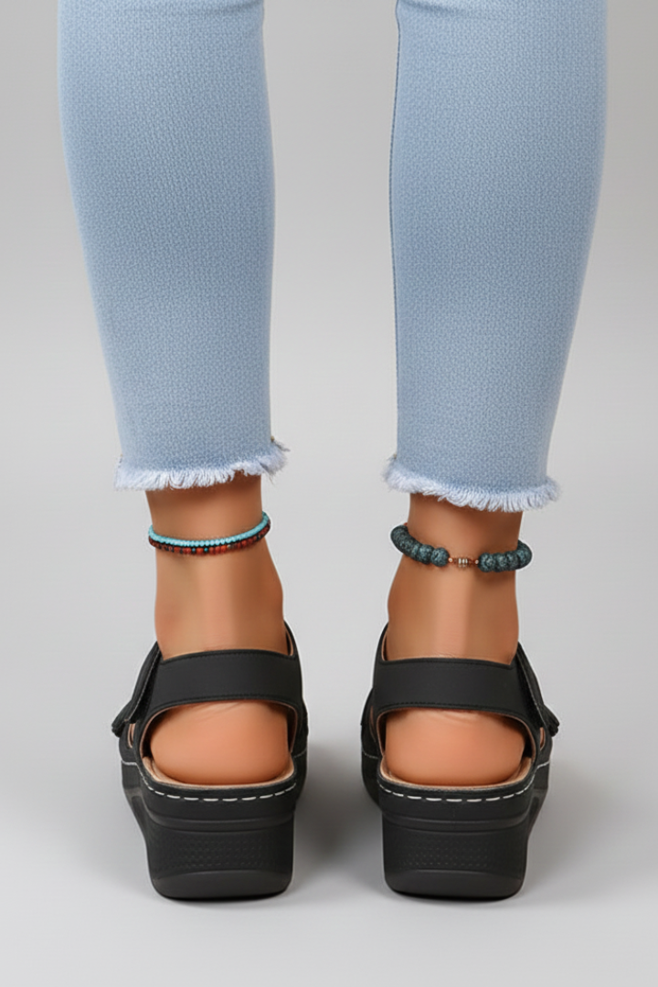 Dame kilesandaler med velcro-remme og åben tå