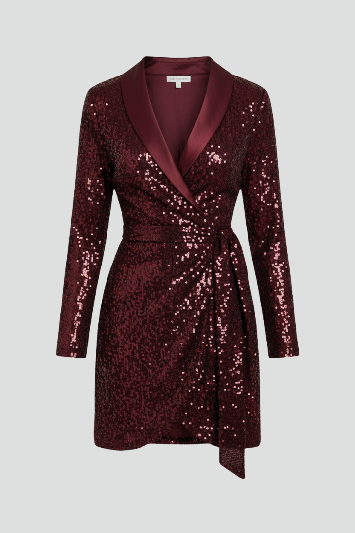 Maeve | Women’s Wrap Dress with Sequin Surface and Draped Design