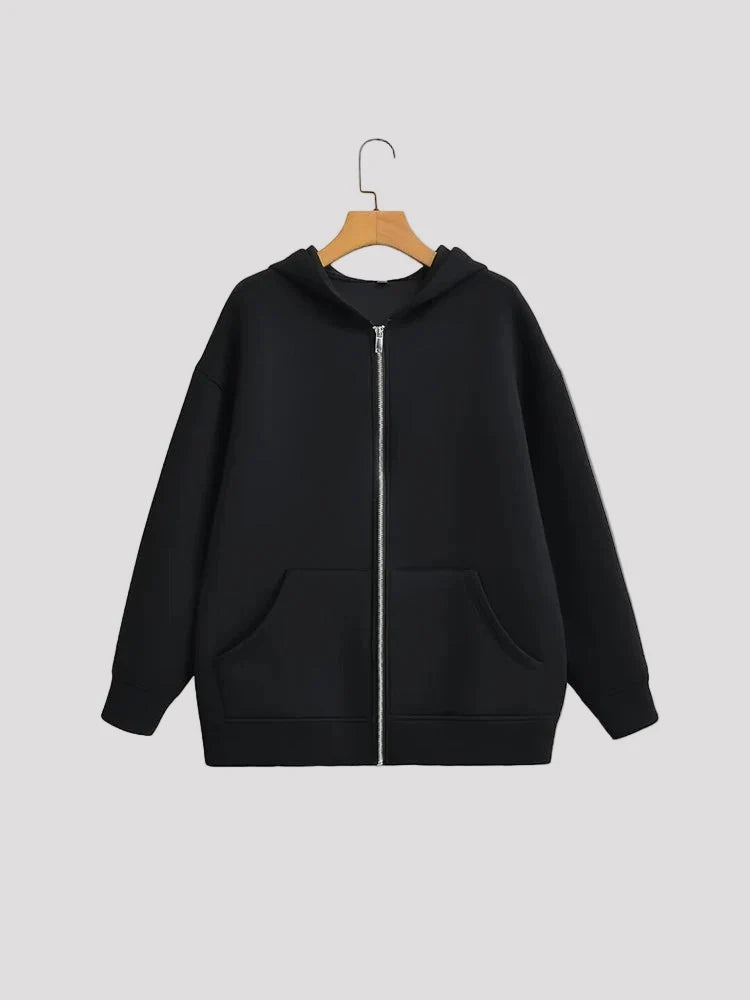 Arabella | Women's Hooded Zip-Front Padded Jacket for Everyday Wear in Black