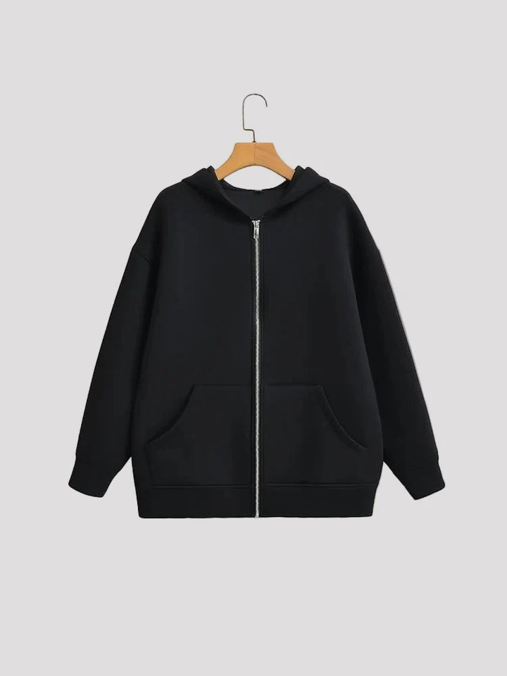 Arabella | Women's Hooded Zip-Front Padded Jacket for Everyday Wear in Black