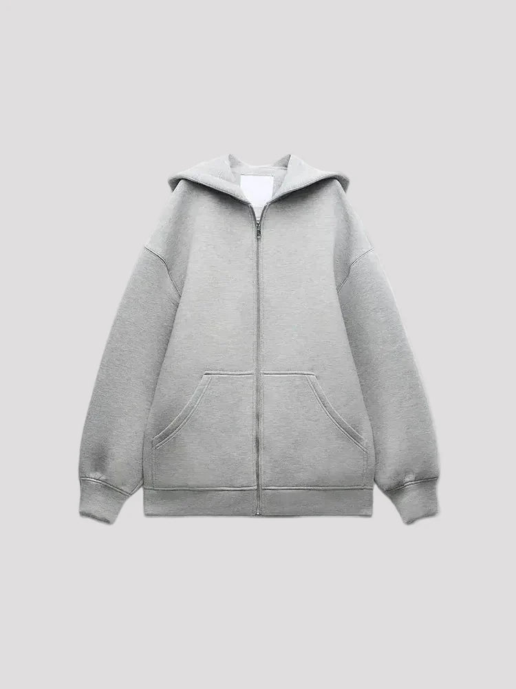 Arabella | Women's Hooded Zip-Front Padded Jacket for Everyday Wear in Grey