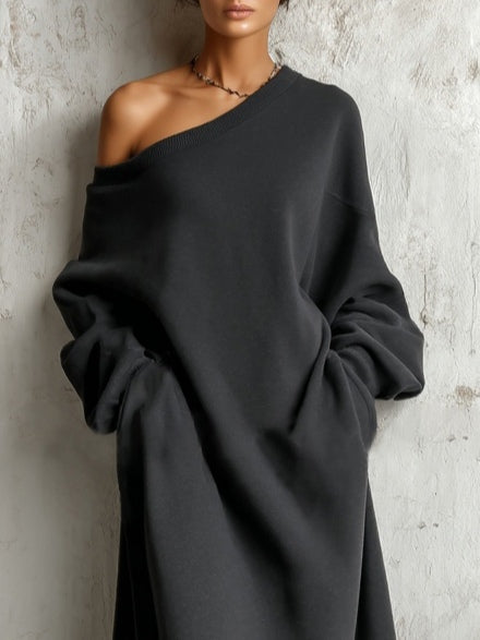 Benita | Women's Off-Shoulder Sweatshirt Maxi Dress