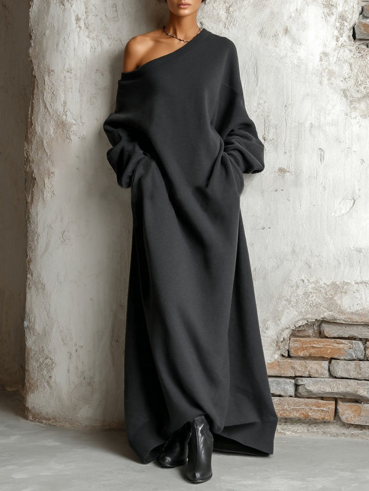 Benita | Women's Off-Shoulder Sweatshirt Maxi Dress