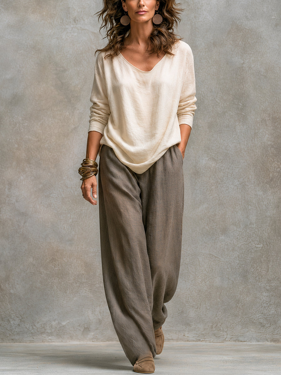 Elena | Women's Layered Three-Piece Wide-Leg Trouser Set