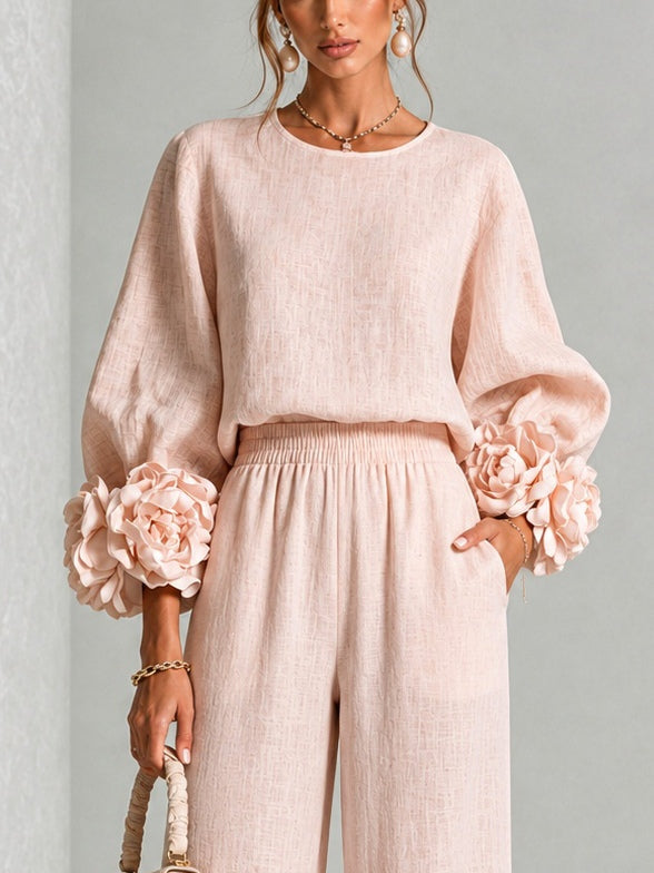 Roselyne | Women's Floral Cuff Two-Piece Set