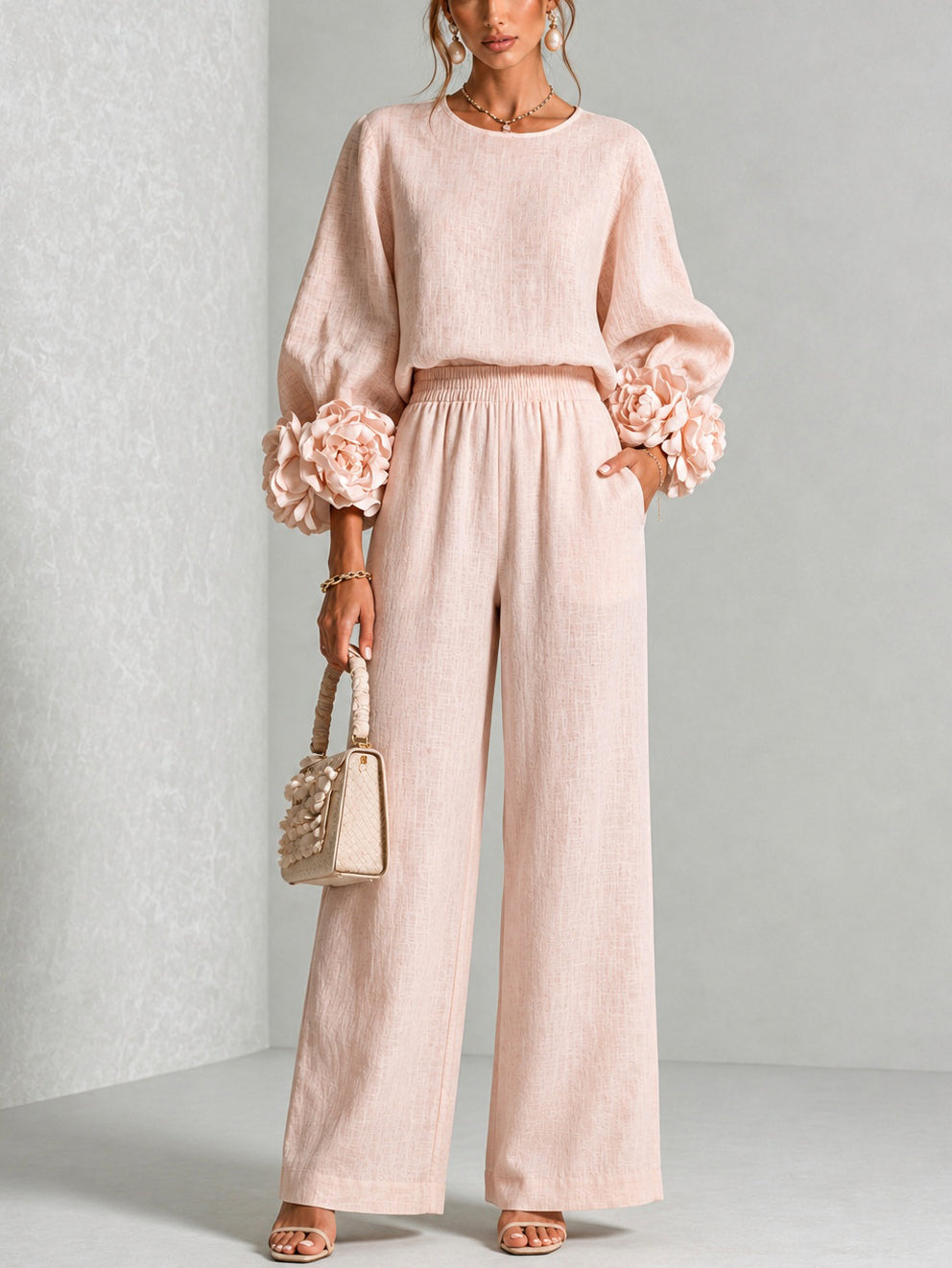 Roselyne | Women's Floral Cuff Two-Piece Set