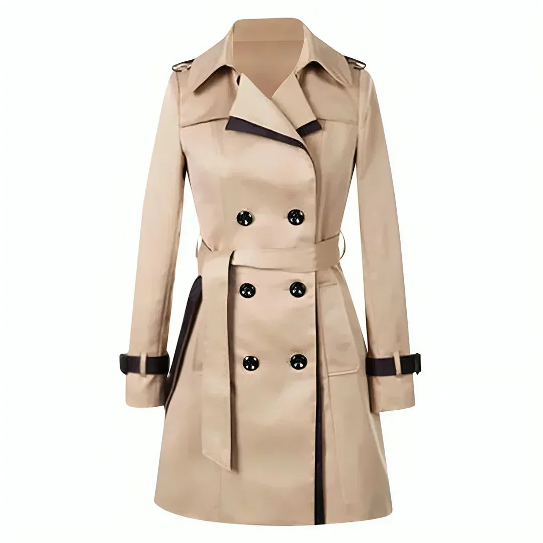 Clemence | Women's Double-Breasted Belted Trench Coat for Cold Weather in Beige