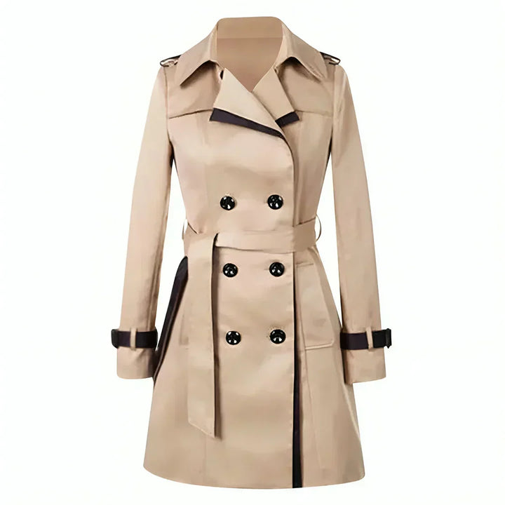 Clemence | Women's Double-Breasted Belted Trench Coat for Cold Weather in Beige
