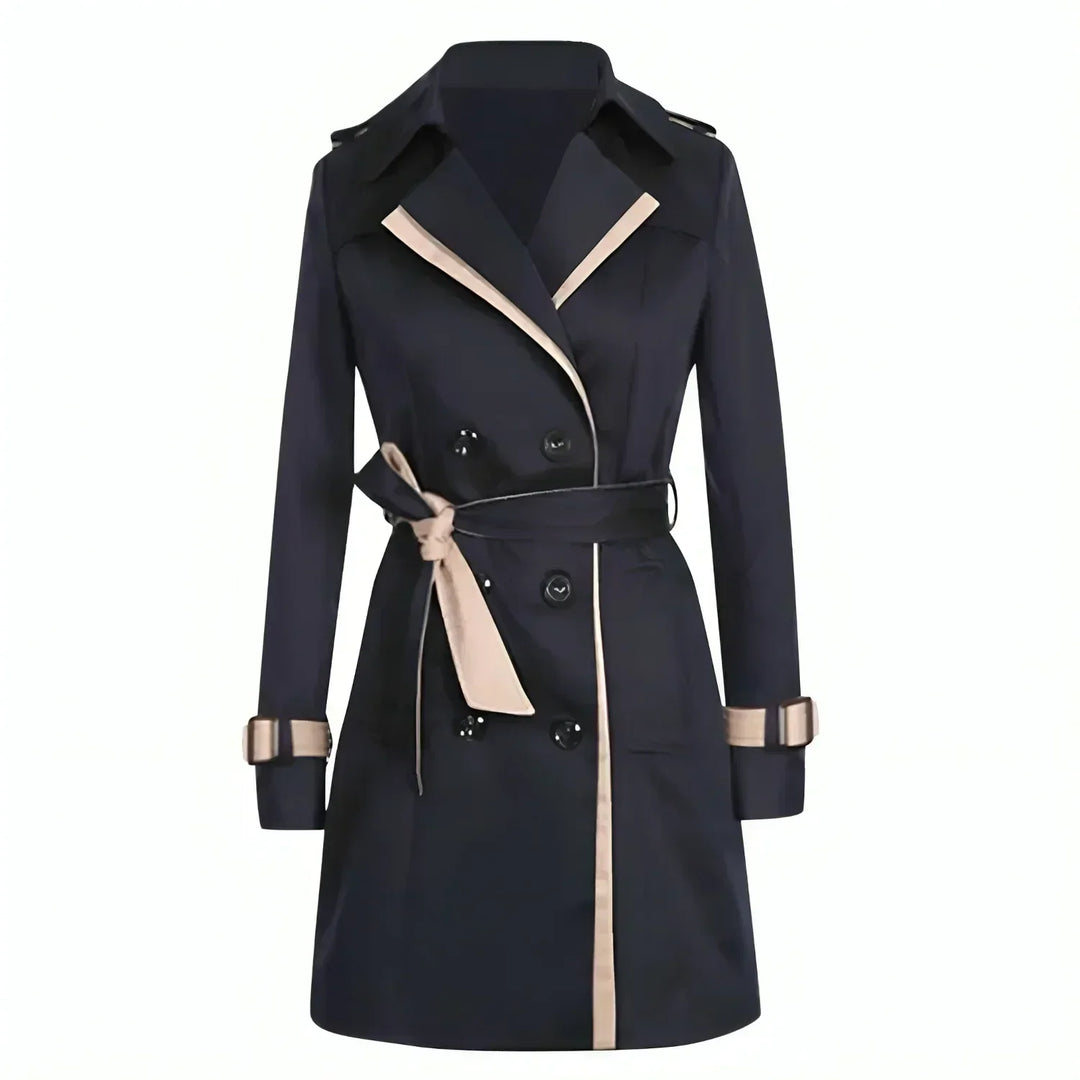 Clemence | Women's Double-Breasted Belted Trench Coat for Cold Weather in Black