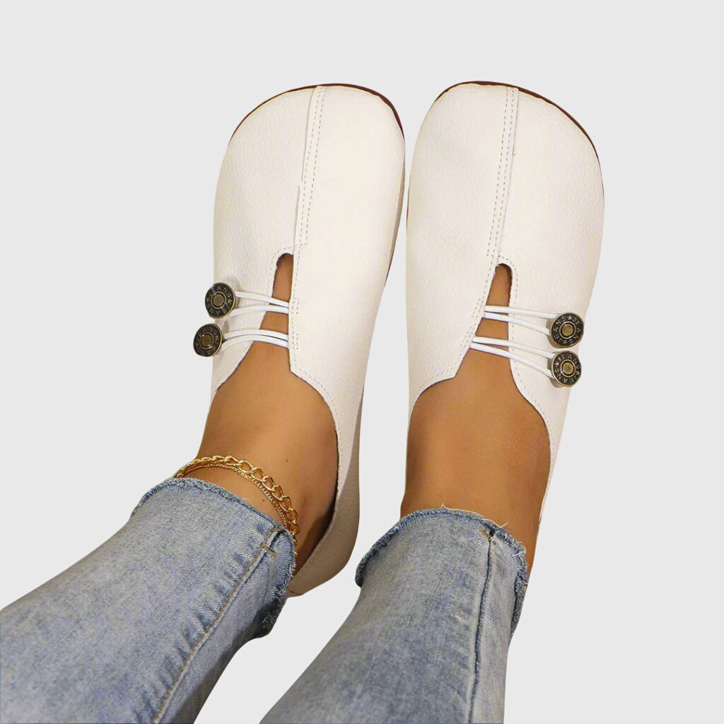 Josephine | Slip-On Flat Shoes with Button Detail for Women - Lavinem