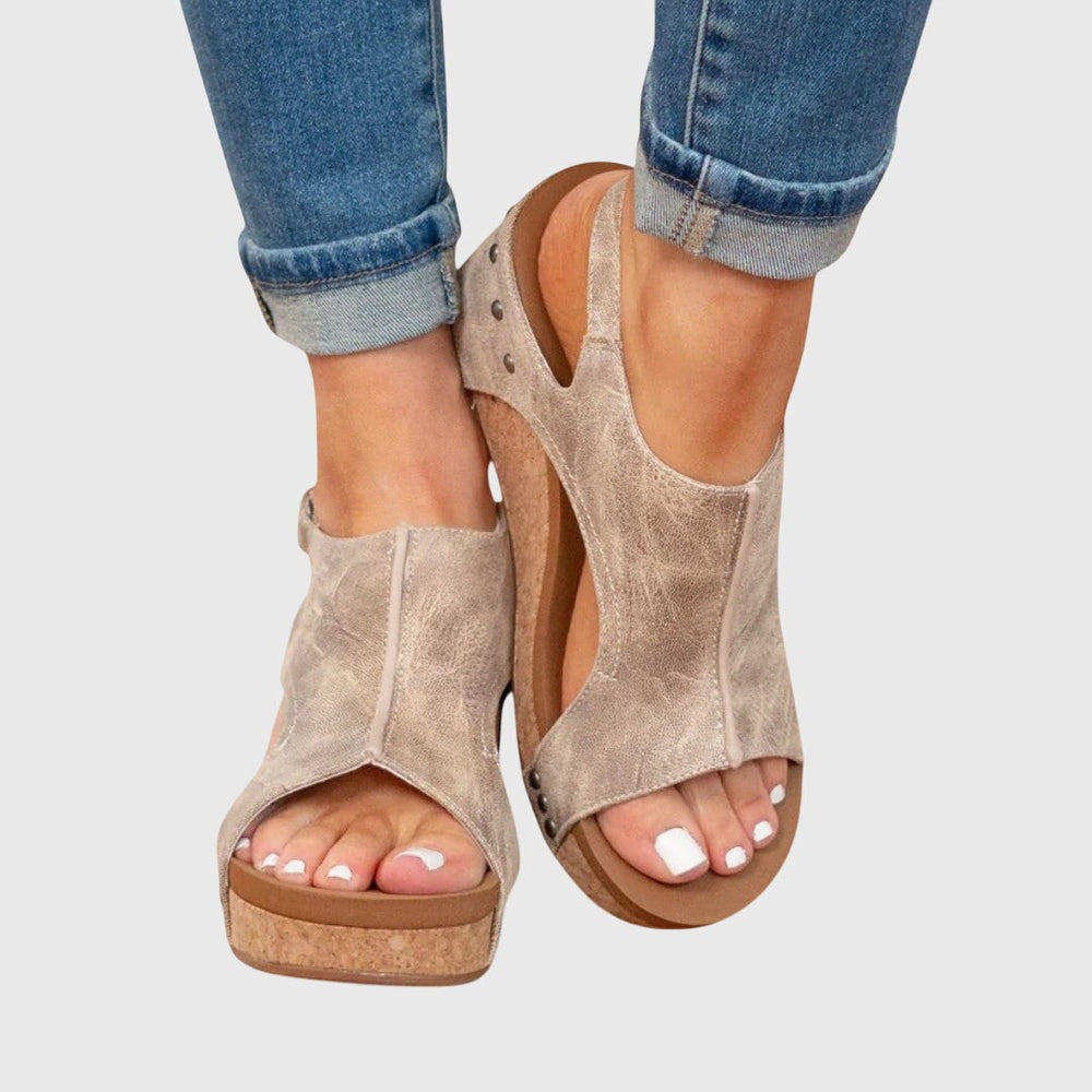 Women's Orthopedic Cushioned Wedge Buckle Sandals for Walking — view 2
