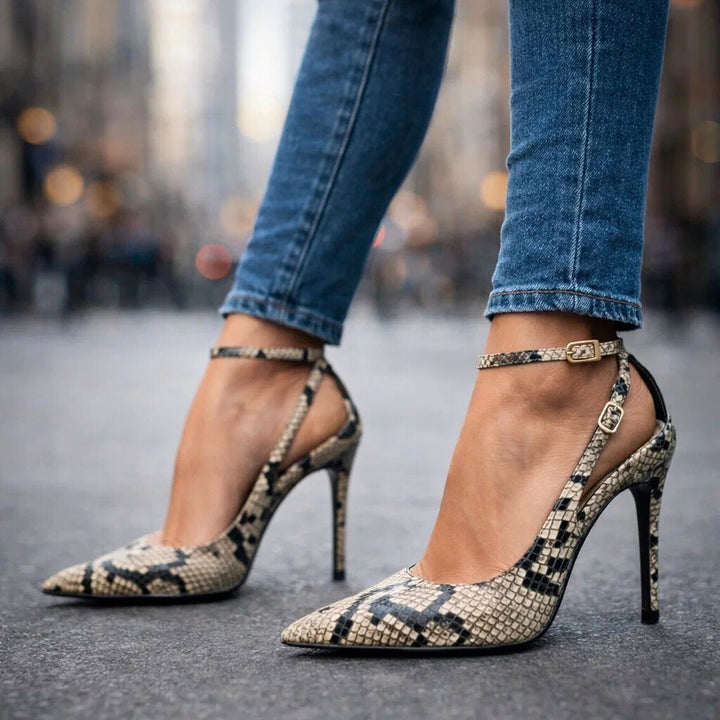 Tamsine Animal-Print Pointed-Toe Ankle-Strap Heels - image 9