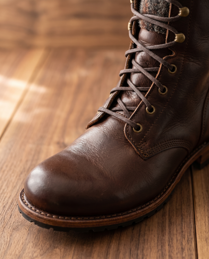 Nairobi | Women's Leather Lace-Up Ankle Boots - material detail