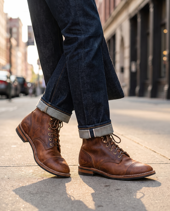 Barnaby | Men's Lace-Up Boots for Standing All Day - worn on the street