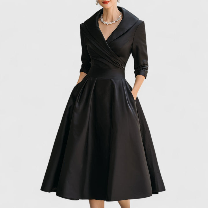Women's Wrap Relaxed-Fit V-Neck Three-Quarter-Sleeve Midi Dress for Special Occasions — view 2