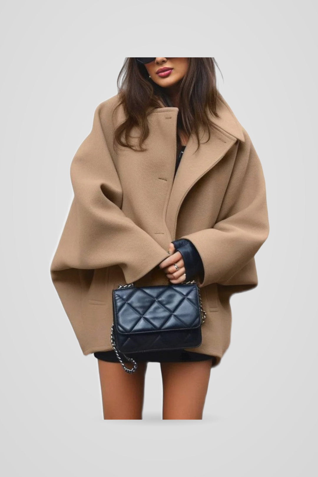 Genevieve | Women's Longline Oversized Coat for Cold Weather in Beige, image 1