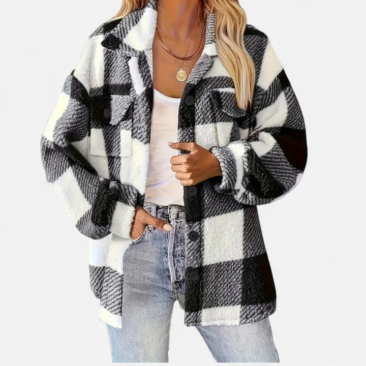 Klementine | Women's Checkered Plush Winter Jacket
