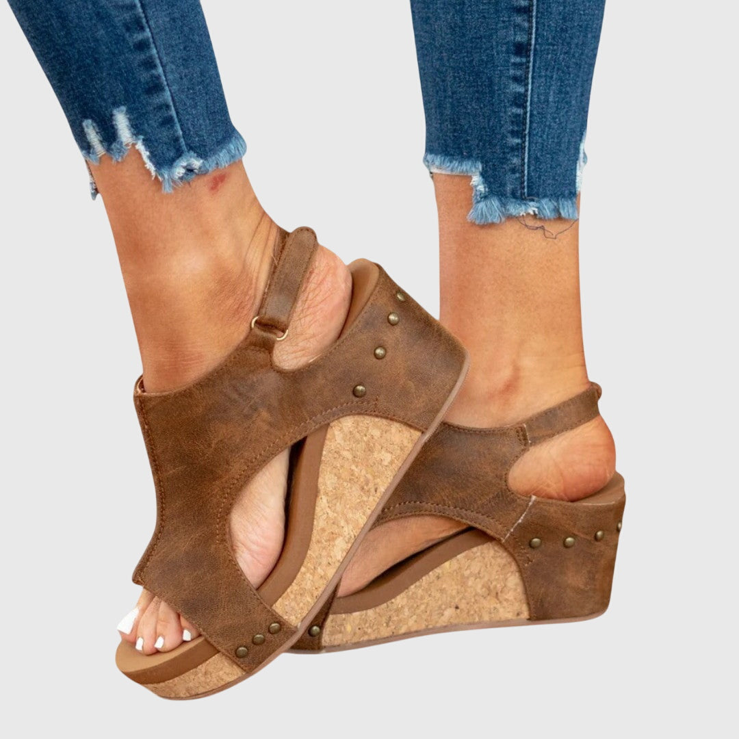 Women's Orthopedic Cushioned Wedge Buckle Sandals for Walking — view 12