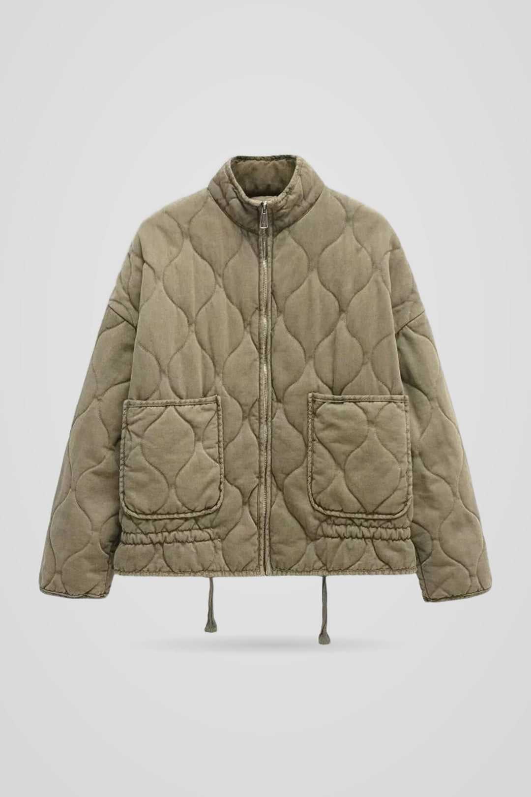 Amberly | Women's Zip-Front Oversized Padded Jacket for Everyday Wear in Khaki