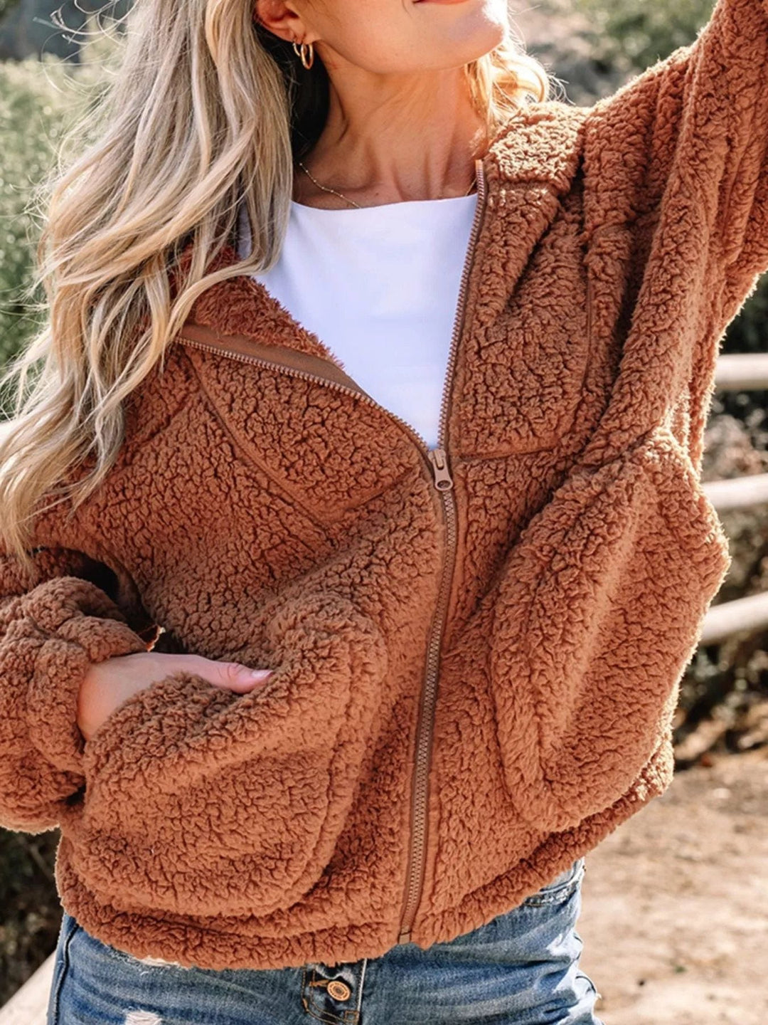 Katarzyna | Women's Oversized Teddy Zip-Up Jacket