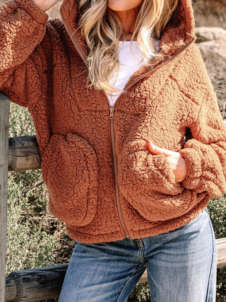 Katarzyna | Women's Oversized Teddy Zip-Up Jacket