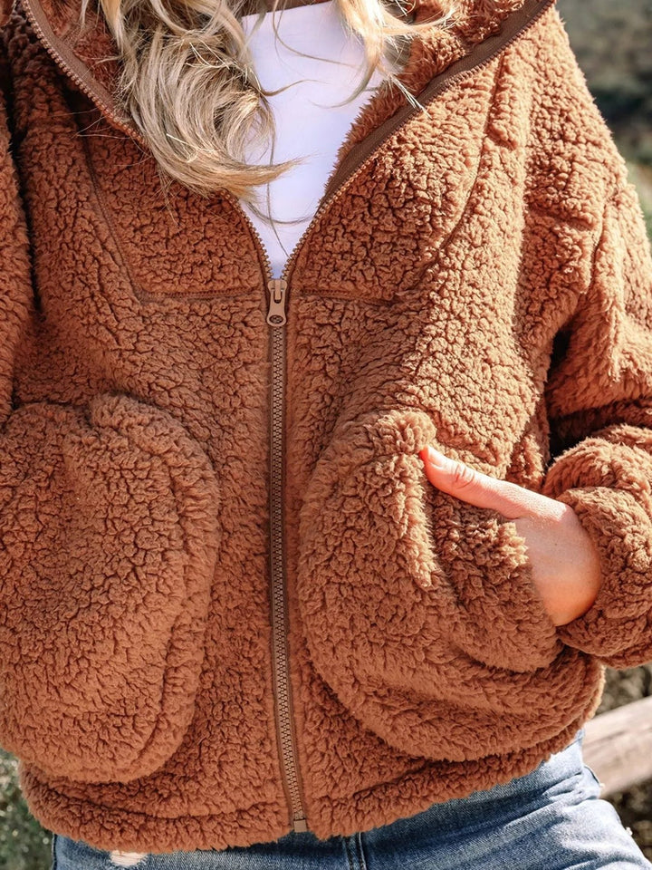 Katarzyna | Women's Oversized Teddy Zip-Up Jacket
