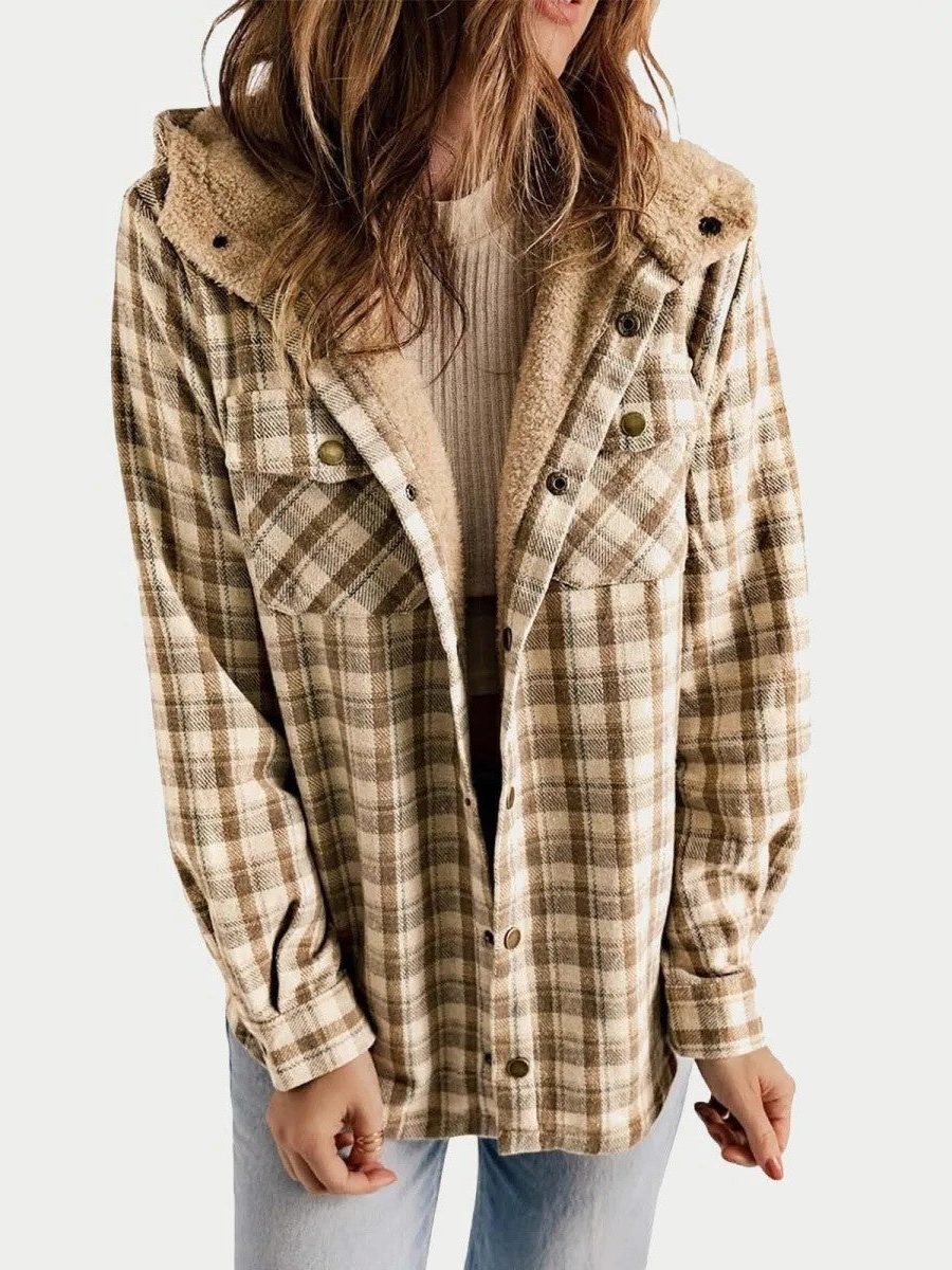 Thomasetta | Women's Oversized Plaid Jacket with Hood