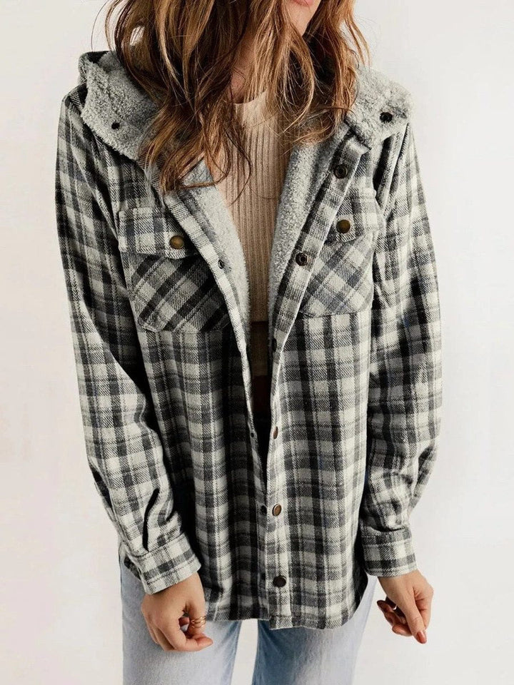 Thomasetta | Women's Oversized Plaid Jacket with Hood