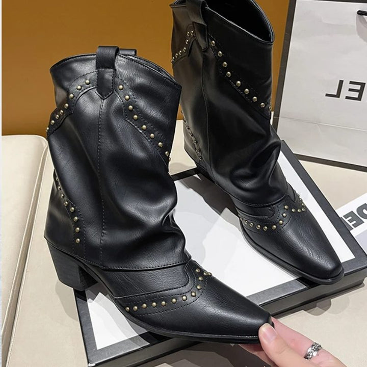 Angelica | Women's Studded Western Ankle Boots
