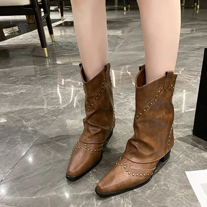 Angelica | Women's Studded Western Ankle Boots