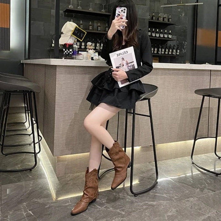 Angelica | Women's Studded Western Ankle Boots